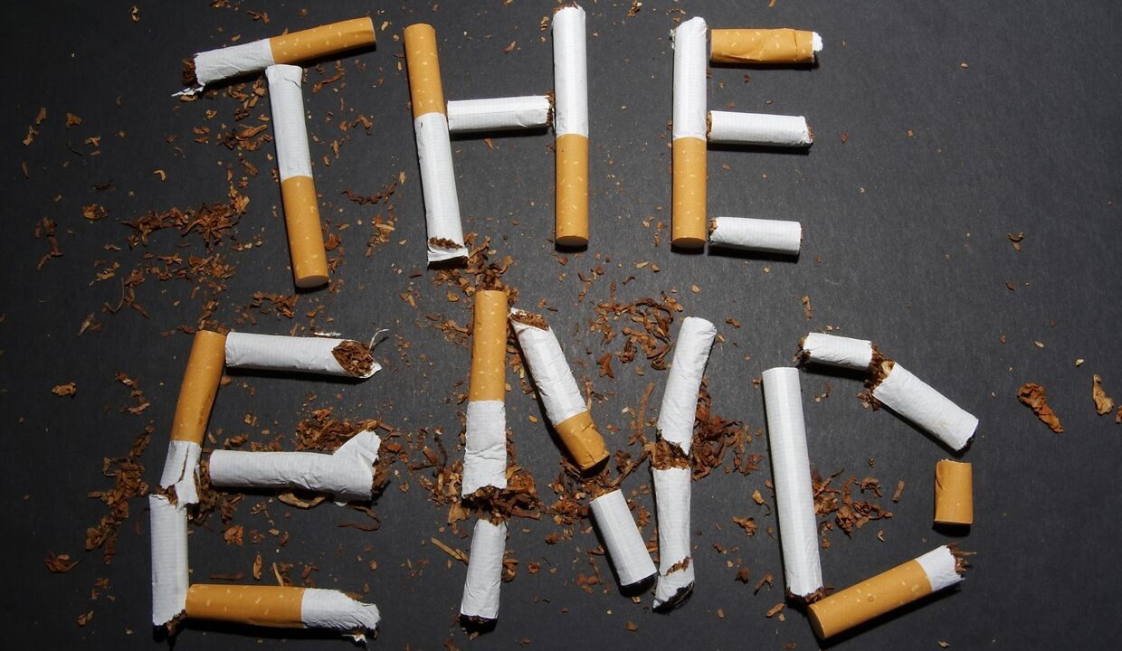 zerbrochene Zigaretten und Veränderungen im Körper, wenn Sie mit dem Rauchen aufhören